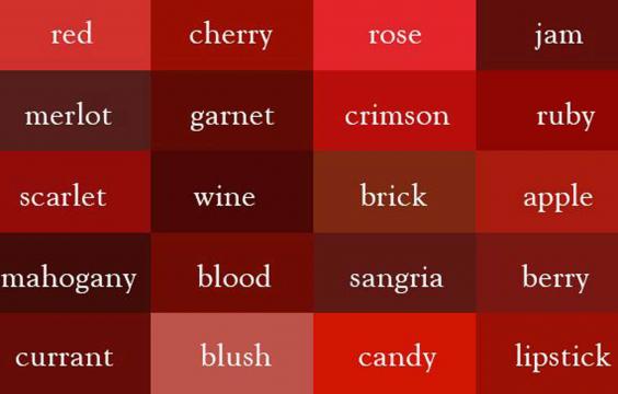 Ingrid Sundberg's color thesaurus red